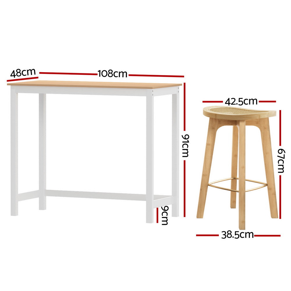 Artiss Bar Table and Stools Set Dining Desk Kitchen Chairs Cafe Pub BA-TAB-CHR-SET-NW
