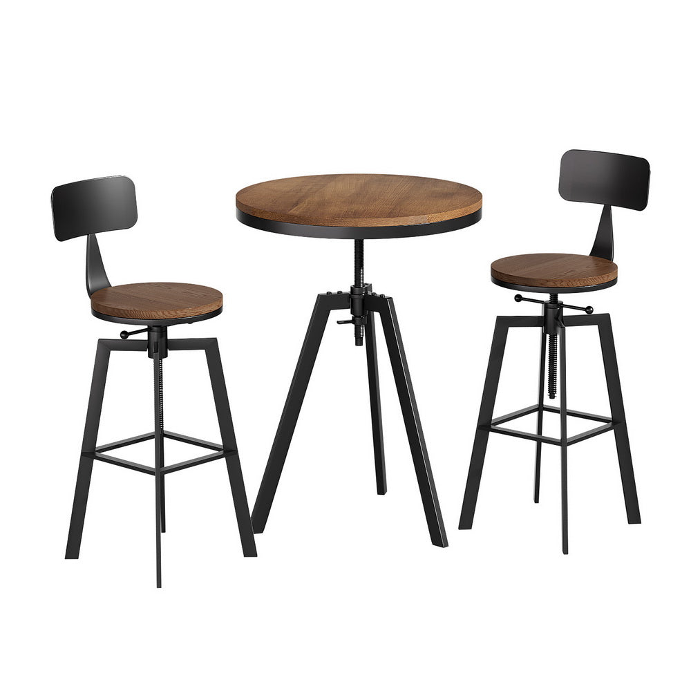 Artiss Bar Table and Stools Set Dining Desk Industrial Kitchen Chairs Cafe Pub BA-TAB-CHR-SET-RETRO