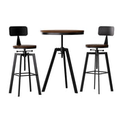 Artiss Bar Table and Stools Set Dining Desk Industrial Kitchen Chairs Cafe Pub BA-TAB-CHR-SET-RETRO