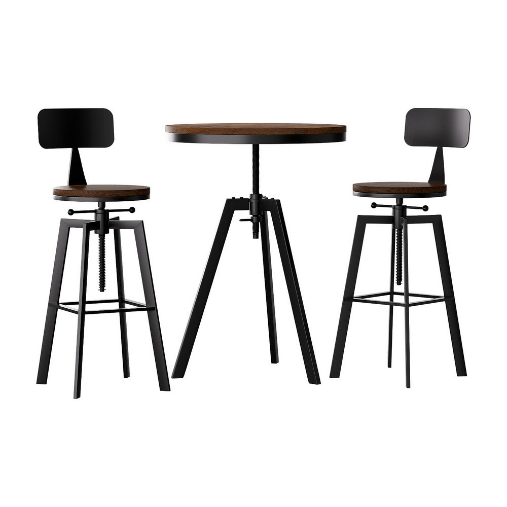 Artiss Bar Table and Stools Set Dining Desk Industrial Kitchen Chairs Cafe Pub BA-TAB-CHR-SET-RETRO