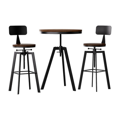 Artiss Bar Table and Stools Set Dining Desk Industrial Kitchen Chairs Cafe Pub BA-TAB-CHR-SET-RETRO