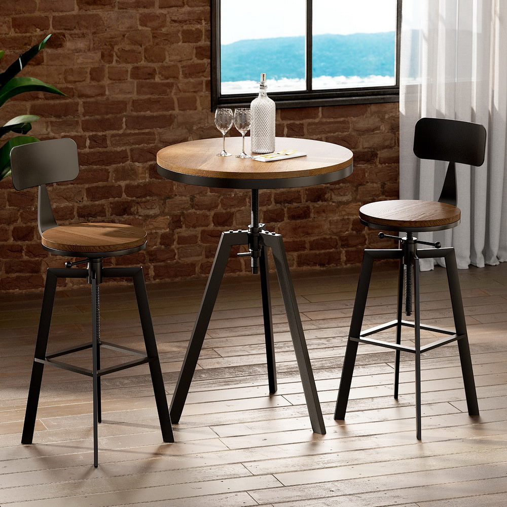 Artiss Bar Table and Stools Set Dining Desk Industrial Kitchen Chairs Cafe Pub BA-TAB-CHR-SET-RETRO