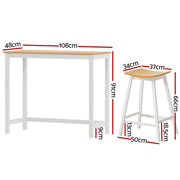Artiss Bar Table and Stools Set Dining Desk Solid Wood Kitchen Chairs Cafe Pub BA-TAB-CHR-SET-WD