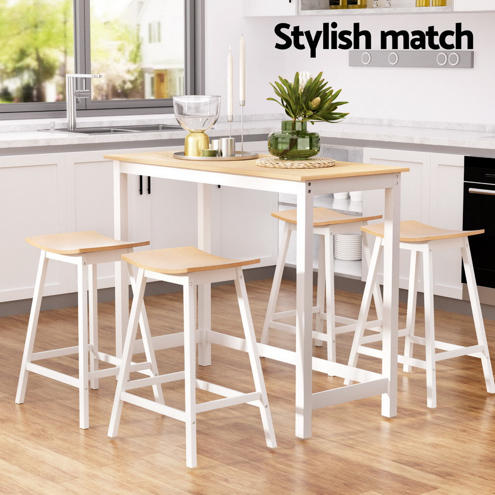 Artiss Bar Table and Stools Set Dining Desk Solid Wood Kitchen Chairs Cafe Pub BA-TAB-CHR-SET-WD