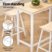 Artiss Bar Table and Stools Set Dining Desk Solid Wood Kitchen Chairs Cafe Pub BA-TAB-CHR-SET-WD