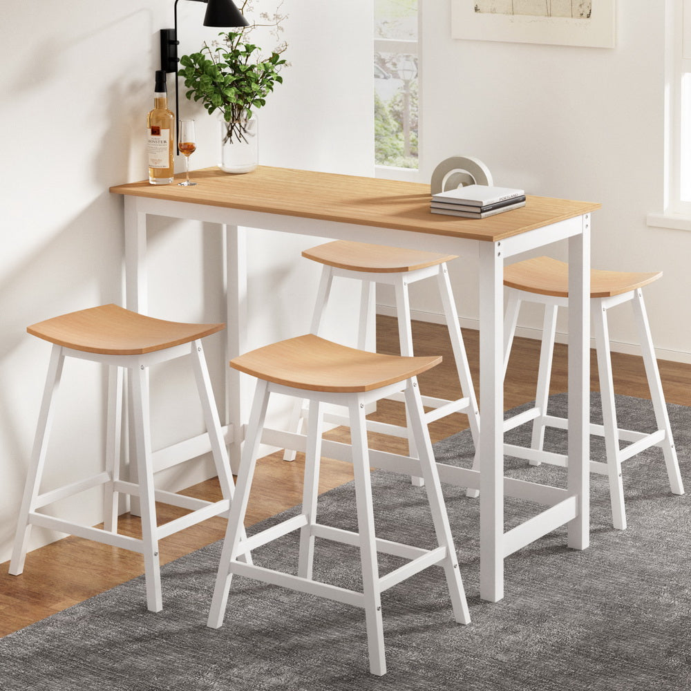 Artiss Bar Table and Stools Set Dining Desk Solid Wood Kitchen Chairs Cafe Pub BA-TAB-CHR-SET-WD