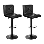 Artiss 2x Bar Stools Kitchen Dining Chairs Gas Lift Stool Leather Black BA-TW-1536-BKX2