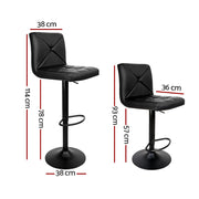 Artiss 2x Bar Stools Kitchen Dining Chairs Gas Lift Stool Leather Black BA-TW-1536-BKX2