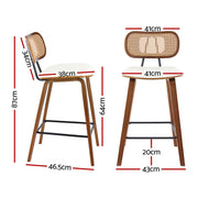 4x Artiss Bar Stools Kitchen Counter Rattan Chairs PU Leather Padding BA-TW-1782-BGX4