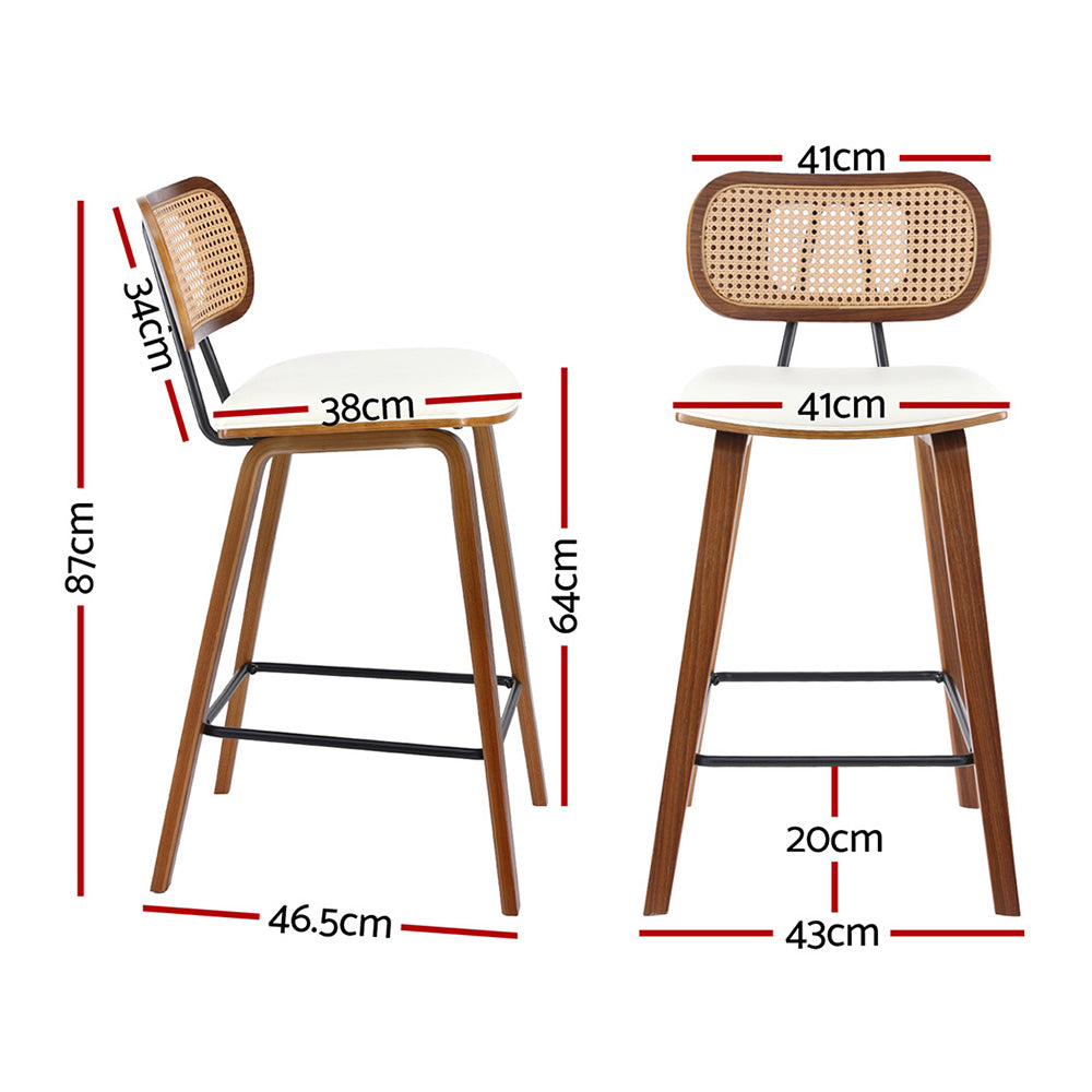 4x Artiss Bar Stools Kitchen Counter Rattan Chairs PU Leather Padding BA-TW-1782-BGX4