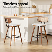4x Artiss Bar Stools Kitchen Counter Rattan Chairs PU Leather Padding BA-TW-1782-BGX4