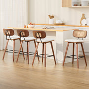 4x Artiss Bar Stools Kitchen Counter Rattan Chairs PU Leather Padding BA-TW-1782-BGX4