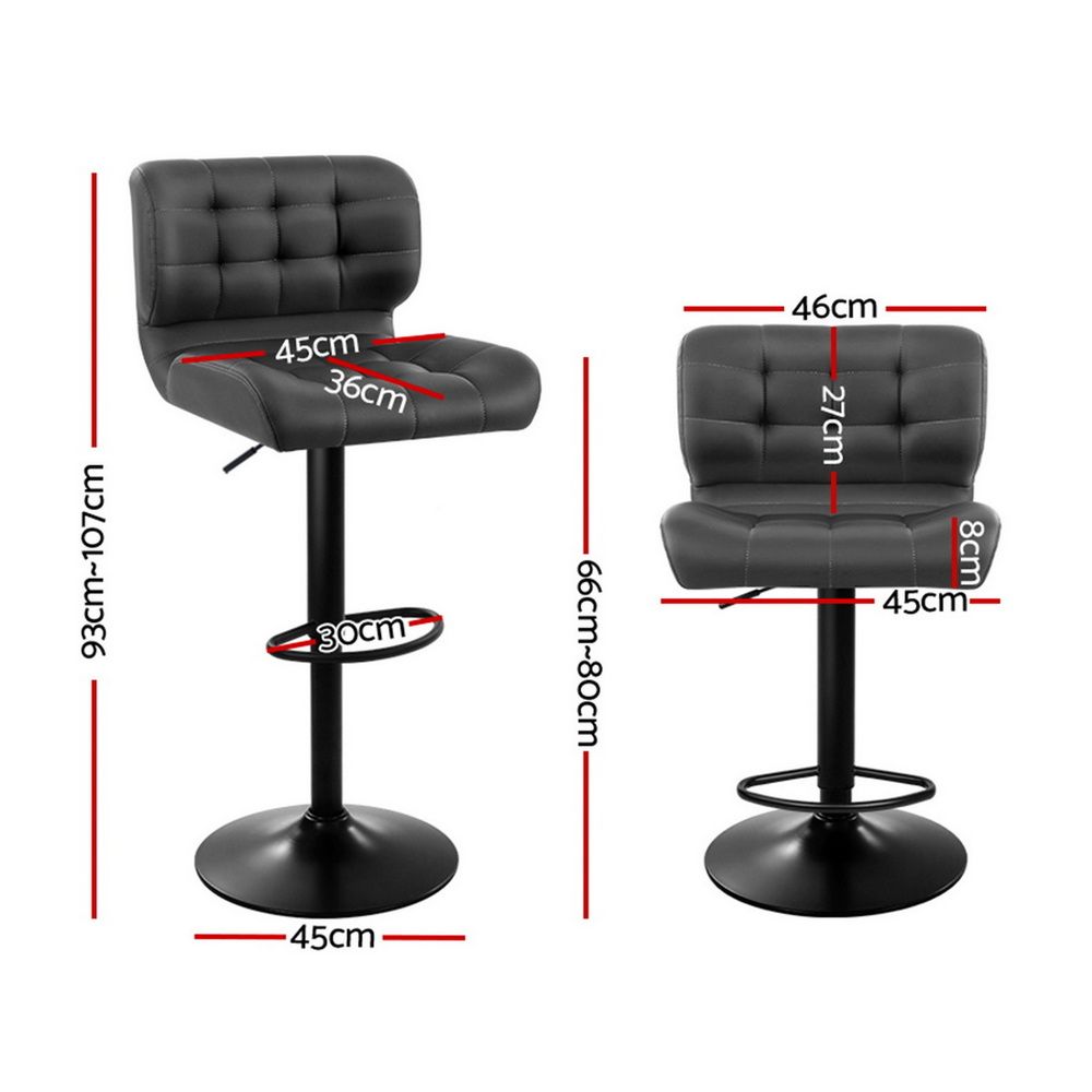 Artiss 4x Bar Stools Gas Lift Leather Padded Grey BA-TW-4059-CB-GYX4
