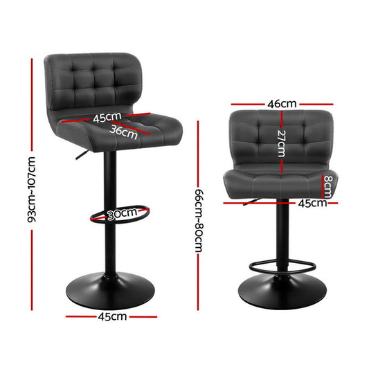 Artiss 4x Bar Stools Gas Lift Leather Padded Grey BA-TW-4059-CB-GYX4
