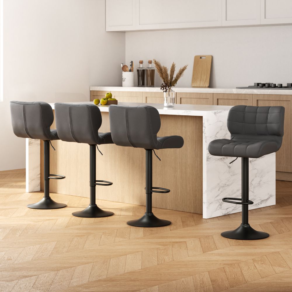 Artiss 4x Bar Stools Gas Lift Leather Padded Grey BA-TW-4059-CB-GYX4