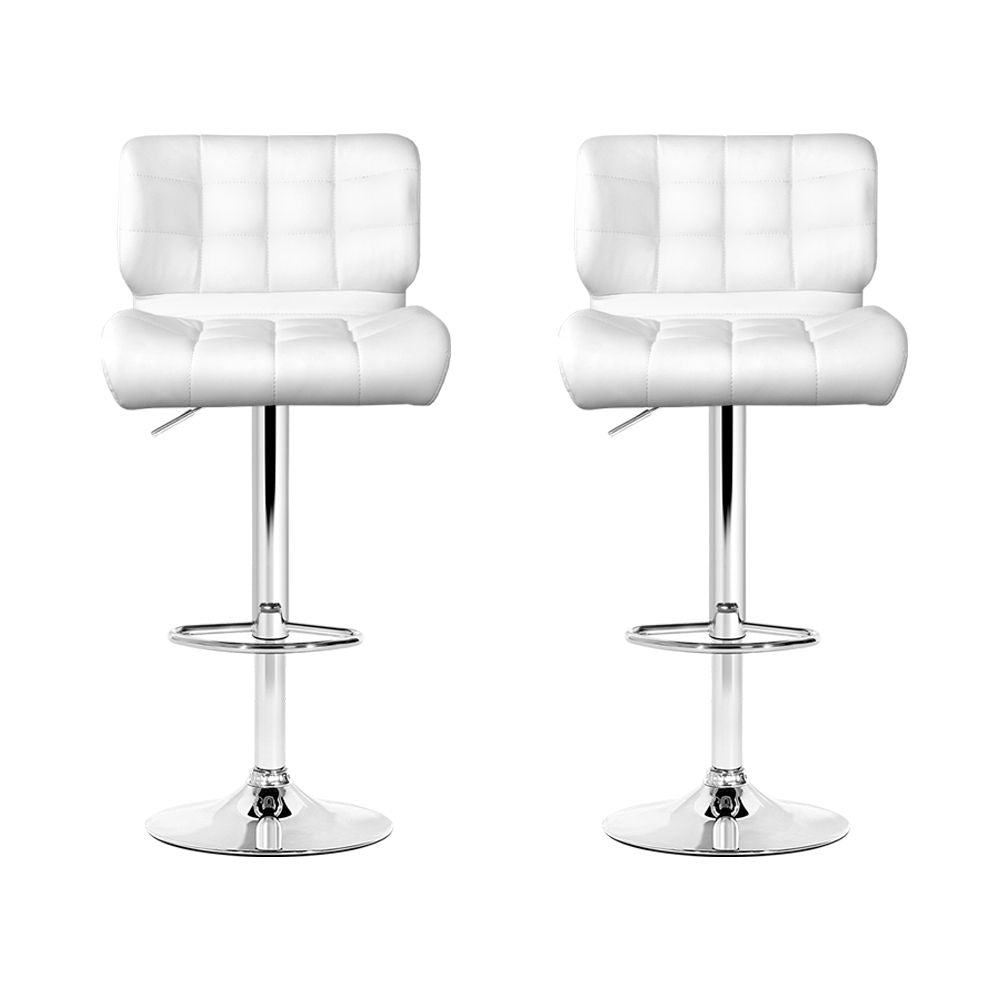 Artiss 2x Bar Stools Gas Lift Leather Padded White BA-TW-4059-WHX2