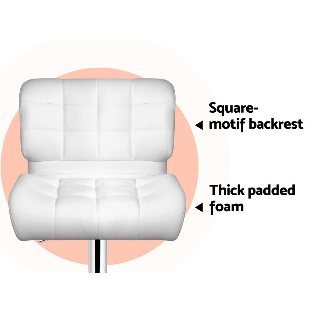 Artiss 2x Bar Stools Gas Lift Leather Padded White BA-TW-4059-WHX2