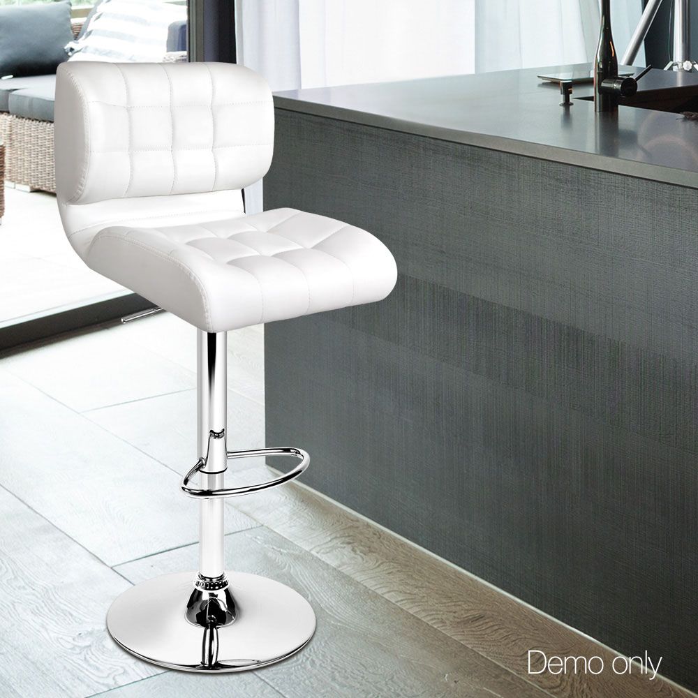 Artiss 2x Bar Stools Gas Lift Leather Padded White BA-TW-4059-WHX2