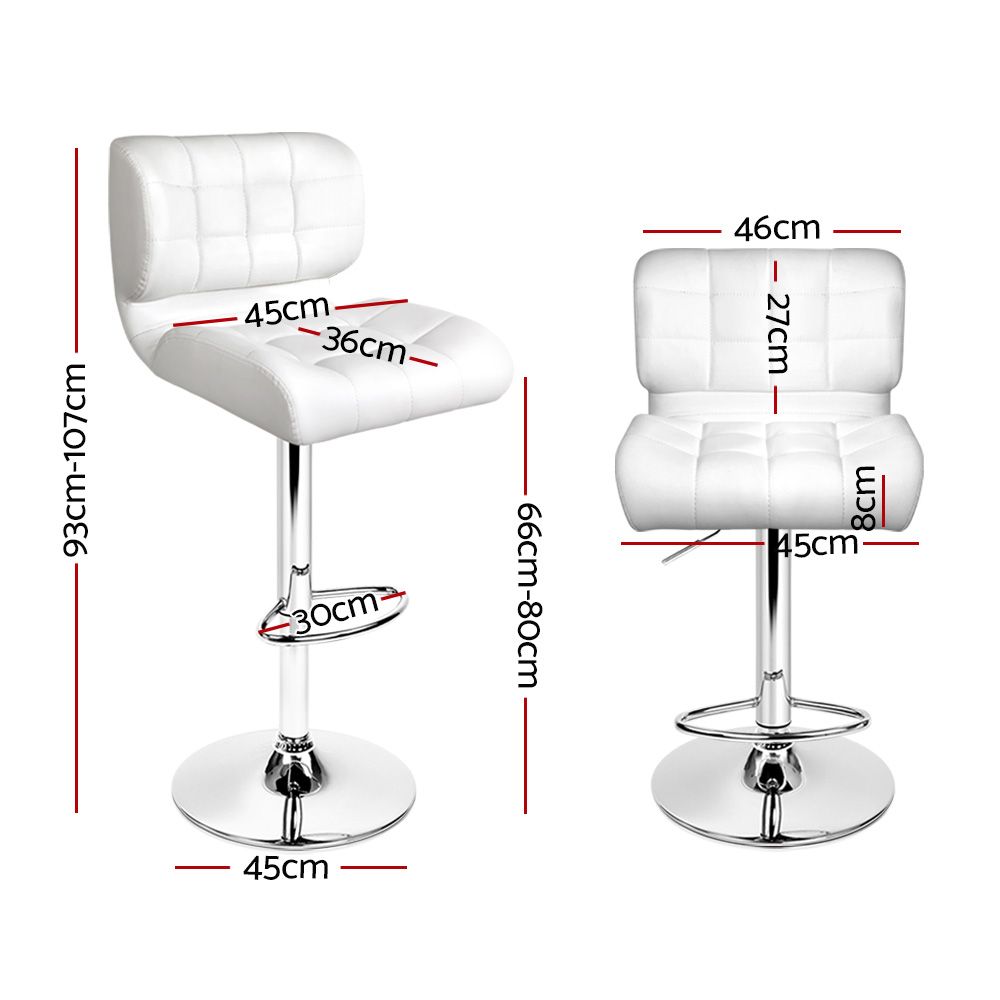 Artiss 4x Bar Stools Gas Lift Leather Padded White BA-TW-4059-WHX4