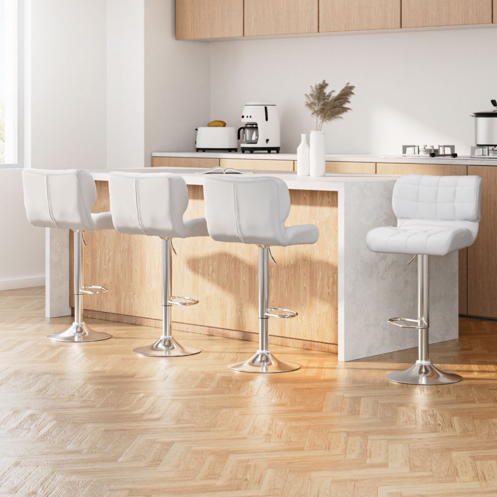 Artiss 4x Bar Stools Gas Lift Leather Padded White BA-TW-4059-WHX4