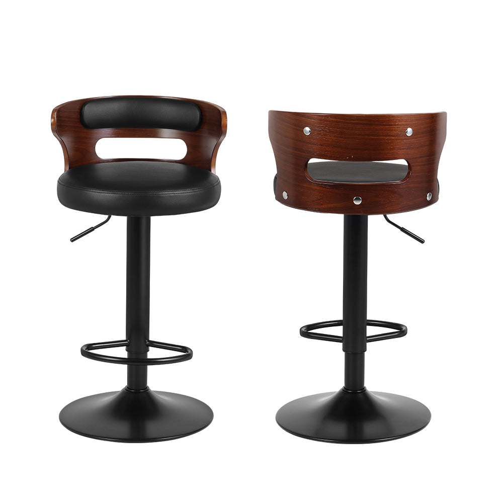 Artiss 2x Bar Stools Gas Lift Faux Leather BA-TW-8005-BKX2