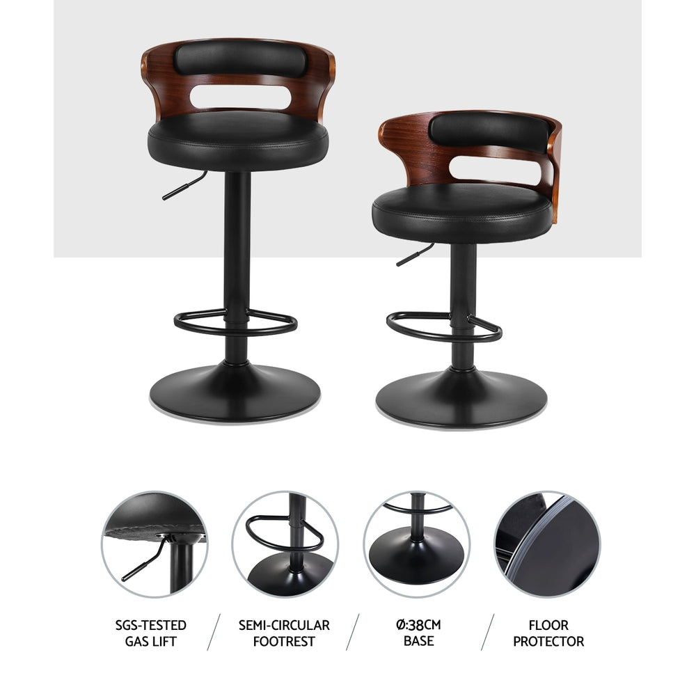 Artiss 2x Bar Stools Gas Lift Faux Leather BA-TW-8005-BKX2