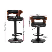 Artiss 4x Bar Stools Gas Lift Faux Leather BA-TW-8005-BKX4