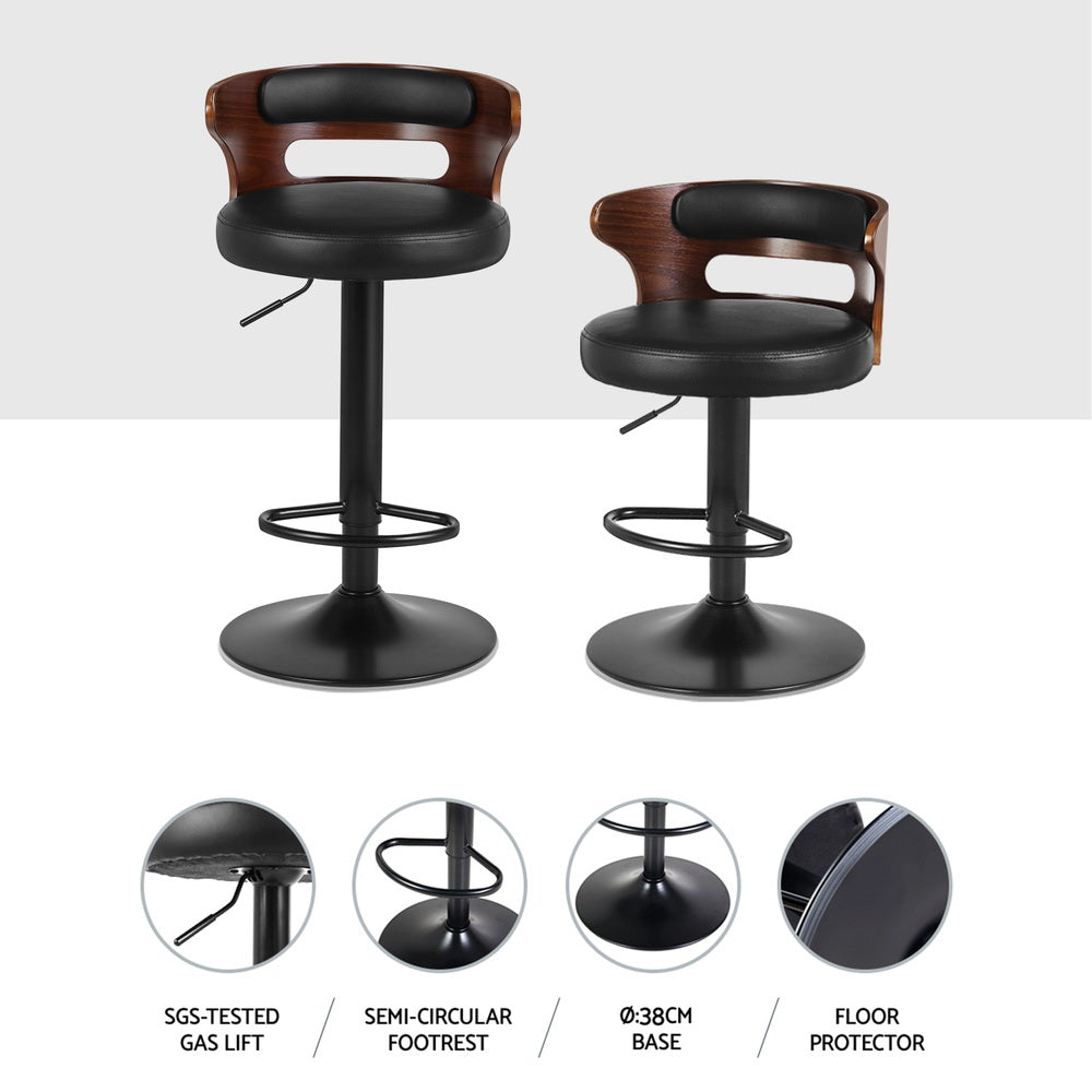 Artiss 4x Bar Stools Gas Lift Faux Leather BA-TW-8005-BKX4
