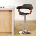 Artiss Bar Stools Gas Lift Leather w/Armrest Black BA-TW-8006A-BK