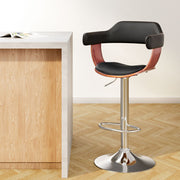 Artiss Bar Stools Gas Lift Leather w/Armrest Black BA-TW-8006A-BK