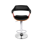 Artiss Bar Stools Gas Lift Leather w/Armrest Black BA-TW-8006A-BK