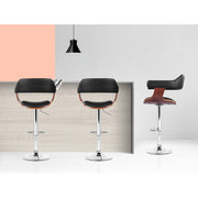 Artiss Bar Stools Gas Lift Leather w/Armrest Black BA-TW-8006A-BK