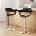 Artiss 2x Bar Stools Gas Lift Leather w/Armrest Black BA-TW-8006A-BKX2