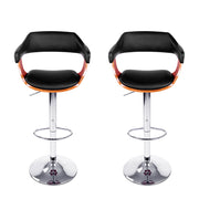 Artiss 2x Bar Stools Gas Lift Leather w/Armrest Black BA-TW-8006A-BKX2