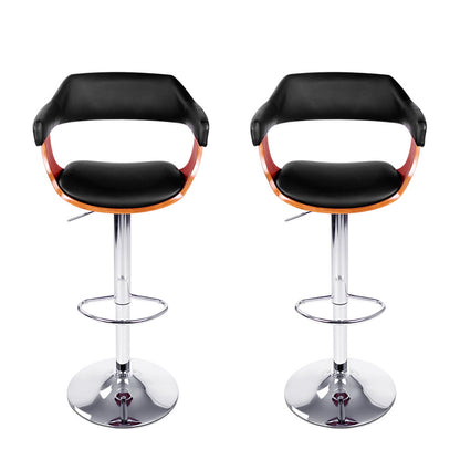 Artiss 2x Bar Stools Gas Lift Leather w/Armrest Black BA-TW-8006A-BKX2