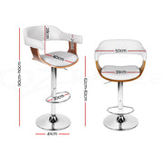 Artiss Bar Stools Gas Lift Leather w/Armrest White BA-TW-8006A-WH