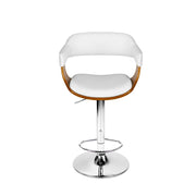 Artiss Bar Stools Gas Lift Leather w/Armrest White BA-TW-8006A-WH