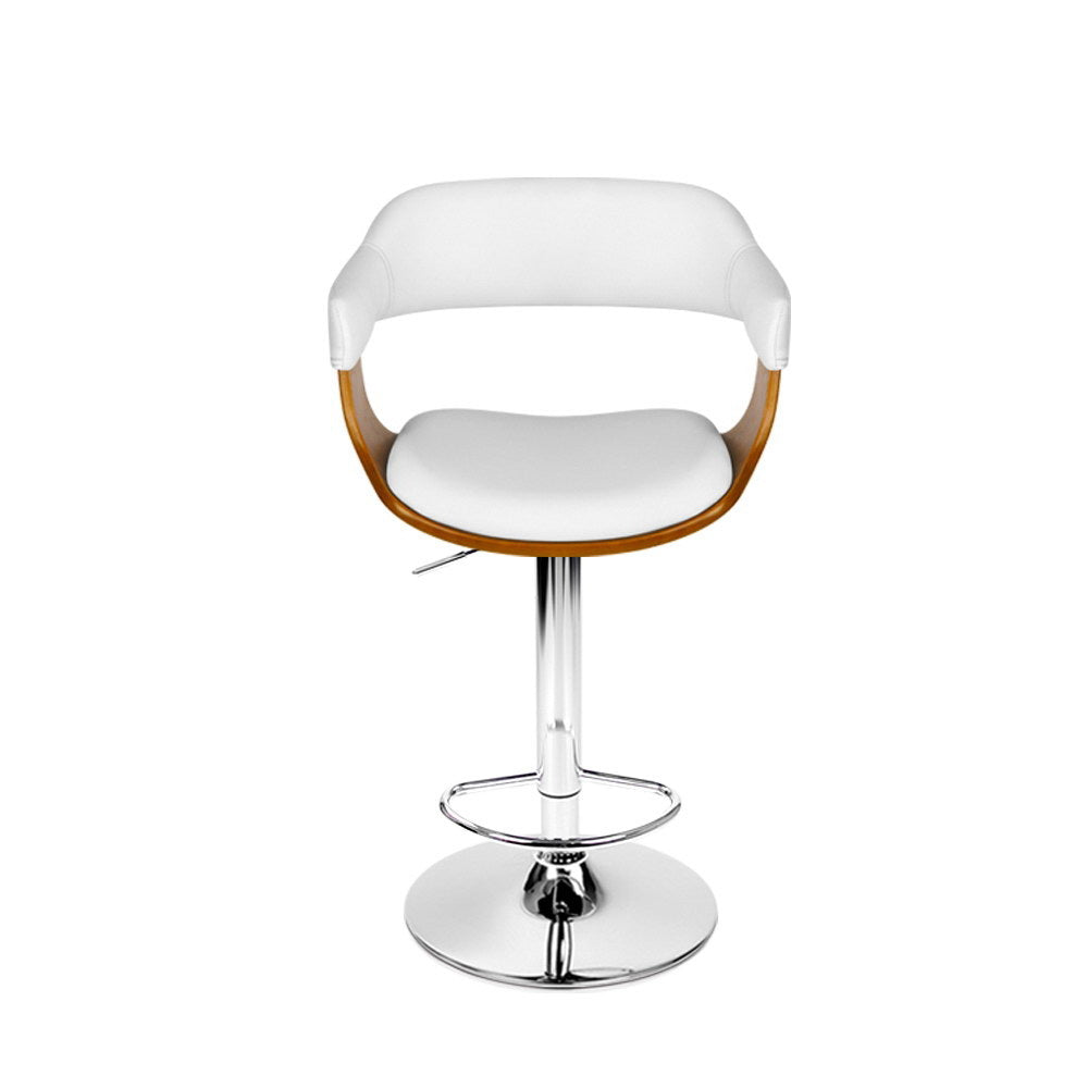 Artiss Bar Stools Gas Lift Leather w/Armrest White BA-TW-8006A-WH