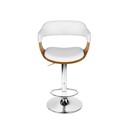 Artiss Bar Stools Gas Lift Leather w/Armrest White BA-TW-8006A-WH