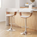 Artiss 2x Bar Stools Gas Lift Leather w/Armrest White BA-TW-8006A-WHX2