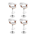 4x Artiss Bar Stools Gas Lift Leather with Armrest White BA-TW-8006A-WHX4