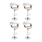 4x Artiss Bar Stools Gas Lift Leather with Armrest White BA-TW-8006A-WHX4