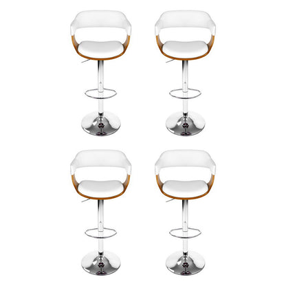 4x Artiss Bar Stools Gas Lift Leather with Armrest White BA-TW-8006A-WHX4
