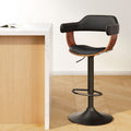 Artiss Bar Stools Gas Lift Leather w/Armrest All Black BA-TW-8006B-BK