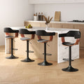 Artiss 4x Bar Stools Gas Lift Leather w/Armrest All Black BA-TW-8006B-BKX4