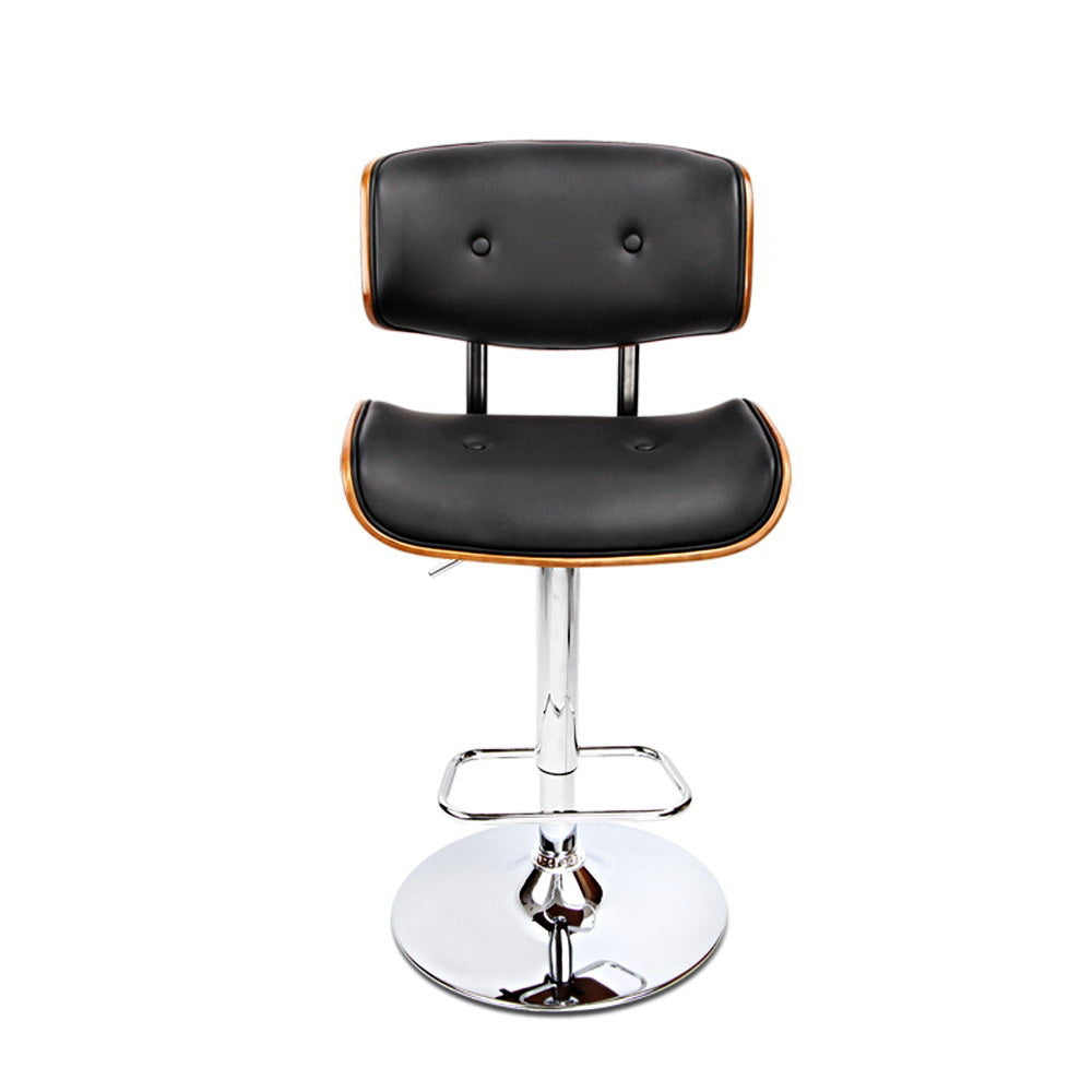 Artiss Bar Stools Gas Lift Leather Black BA-TW-8045-BK