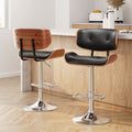 Artiss 2x Bar Stools Gas Lift Leather Black BA-TW-8045-BKX2