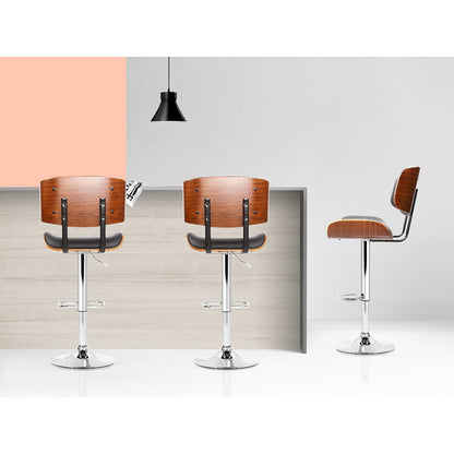 Artiss 2x Bar Stools Gas Lift Leather Black BA-TW-8045-BKX2