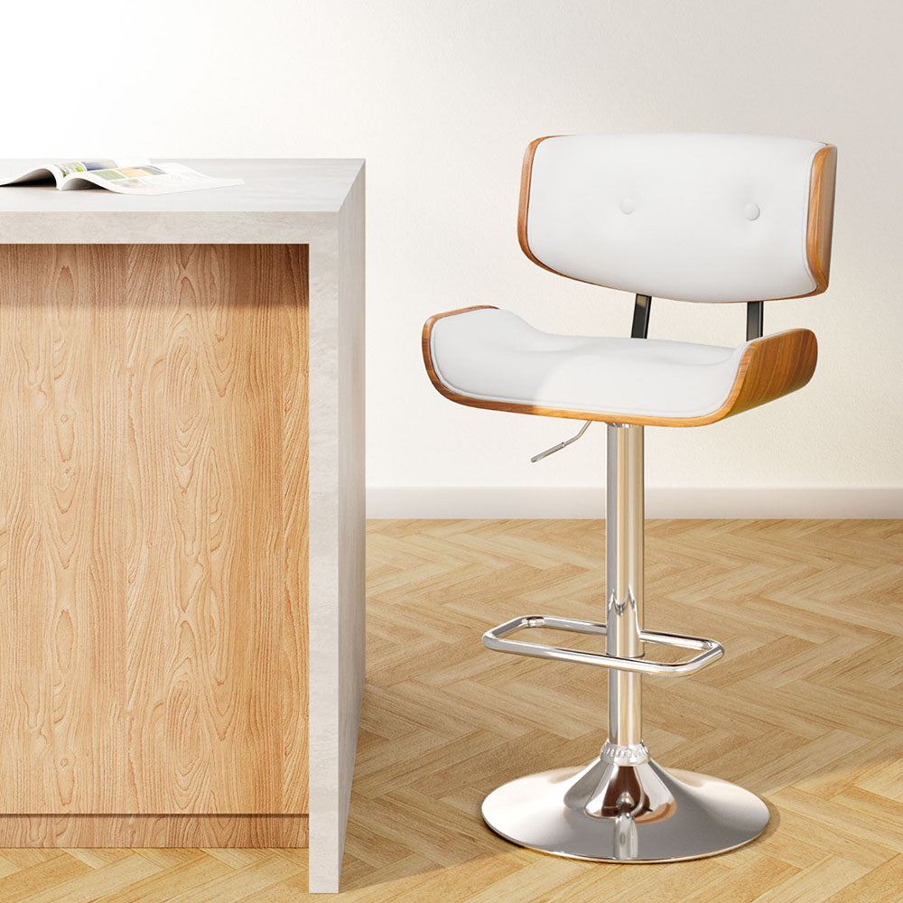 Artiss Bar Stools Gas Lift Leather White BA-TW-8045-WH