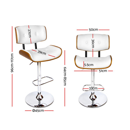 Artiss Bar Stools Gas Lift Leather White BA-TW-8045-WH